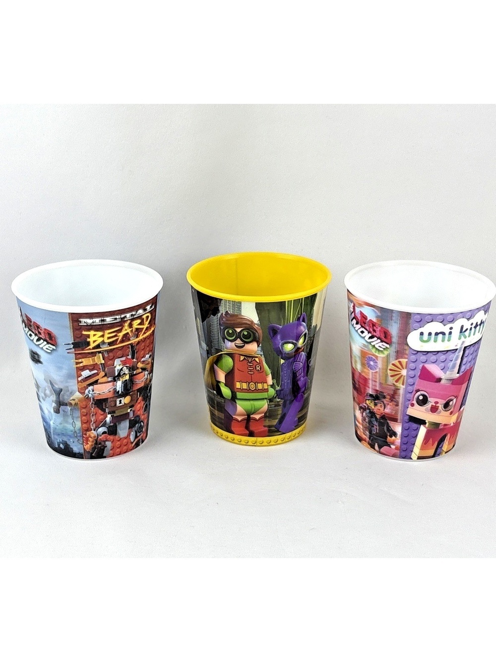 McDonalds Lego Movie Lenticular Cups Lego Batman Robin Catwoman Cup